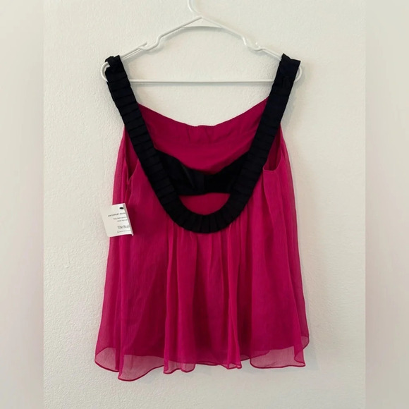 DIANE von FURSTENBERG MARSTON RASPBERRY TOP Sleeveless Silk Size 6 Ribbon Straps - Picture 2 of 7